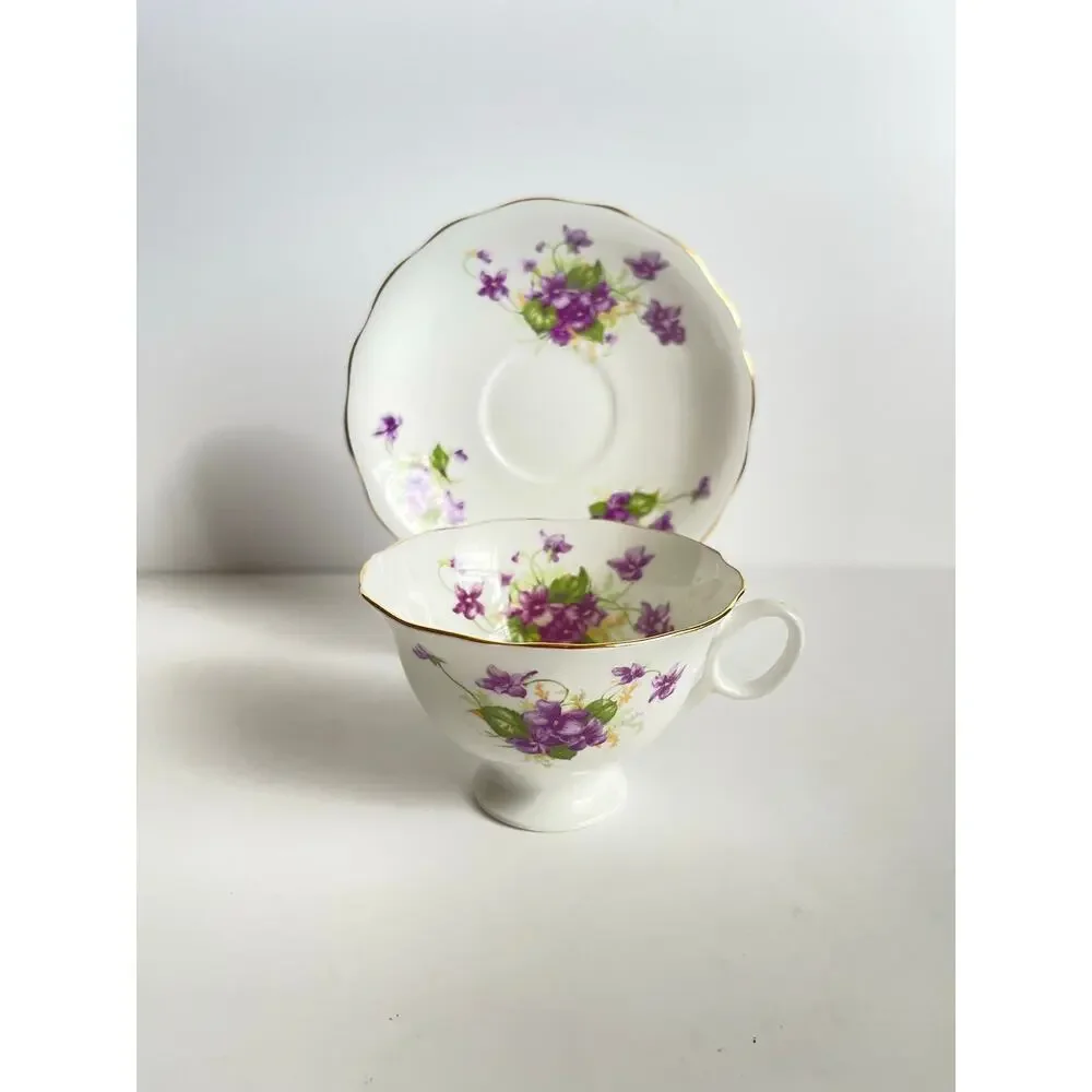 Radfords Tea Cup & Saucer, Purple Violets Teacup and Saucer, English